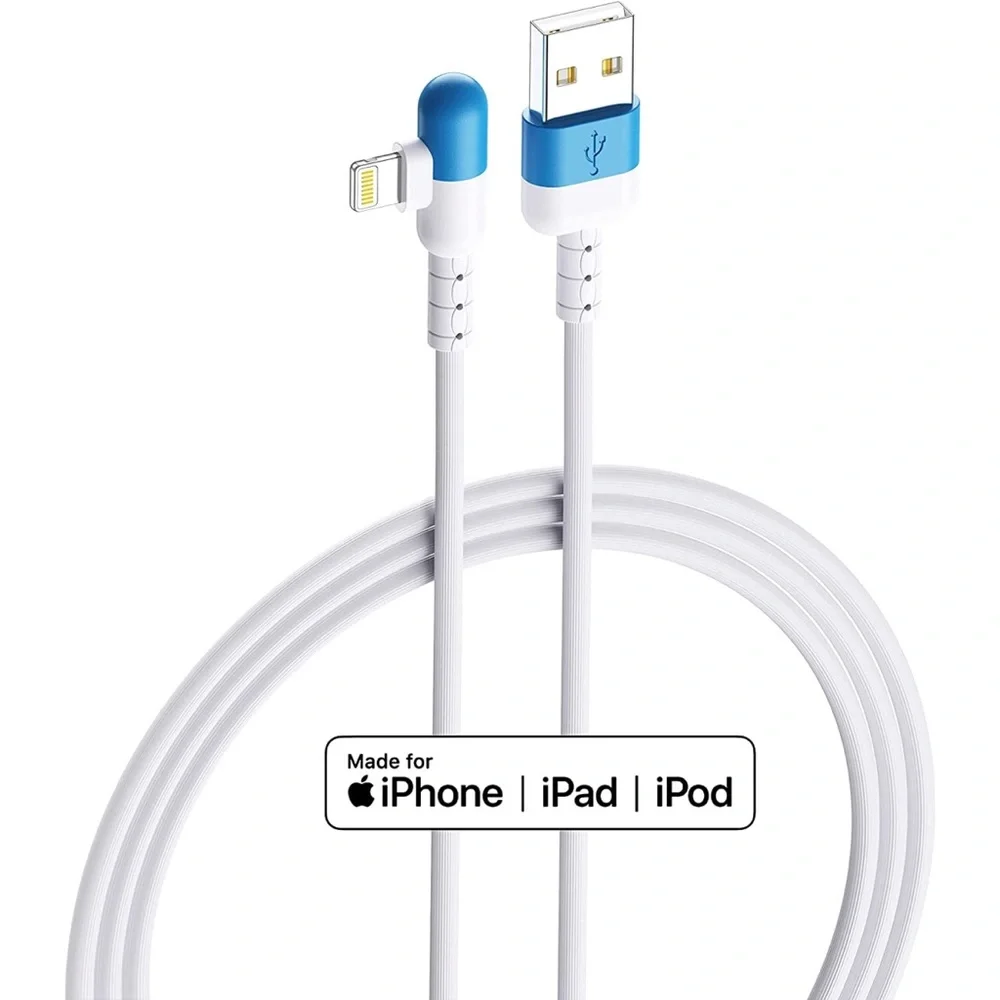 iPhone Lightning Cable 90 Degree Charging Cord Apple MFi Certified 4-Pack 6ft